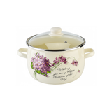 Spherical pot 5.0 L with stainless steel rim and glass lid "Viola (milk)"