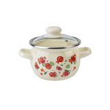 Spherical pot 1.5 L with stainless steel rim and glass lid "Pomegranate (milk)"