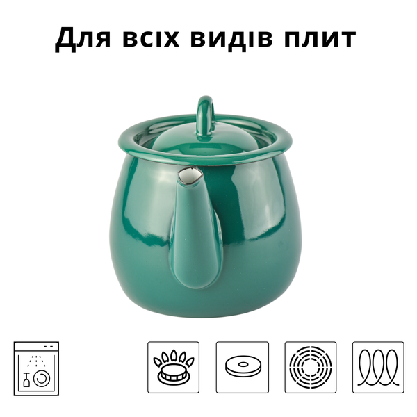 Заварник эмалированный 1,0 л с полой ручкой на крышке "Темно-бирюзовая" I270715/4тбирюз фото