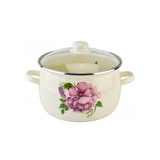 Spherical pot 5.0 L with stainless steel rim and glass lid "Laura (milk)"