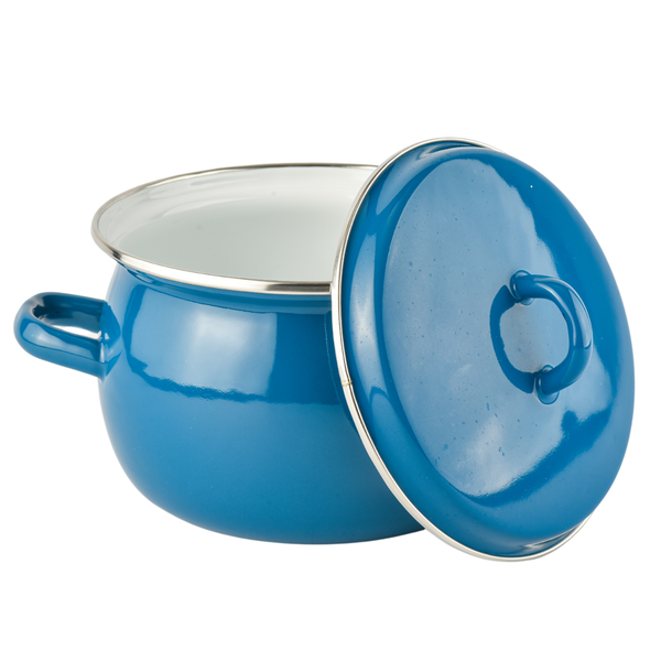 Spherical pot 2.5 L with stainless steel rim and hollow handle on the lid "Aquamarine"