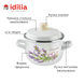 Spherical pot 1.5 L with stainless steel rim "Lilac lavender bouquet (white)" I19085/2сбуклав photo 5
