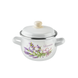 Spherical pot 1.5 L with stainless steel rim "Lilac lavender bouquet (white)" I19085/2сбуклав photo 1