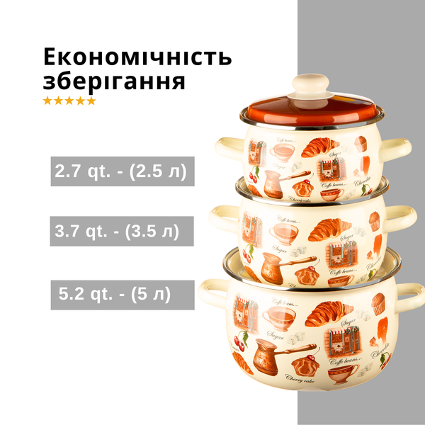 Set of spherical pots "Caf&eacute; de Chery (milk)"
