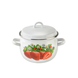 Spherical pot 3.5 L with stainless steel rim and hollow handle on the lid "Strawberry (white)" I191315/2клуб photo 1