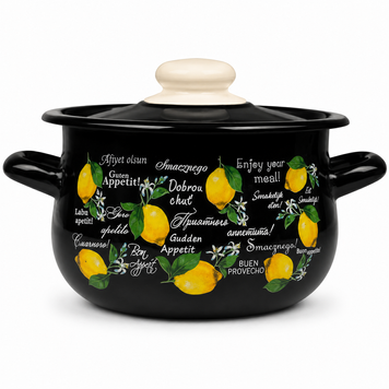 2.4 L Pear-Shaped Enamel Pot "Fresh Lemon (Black)"